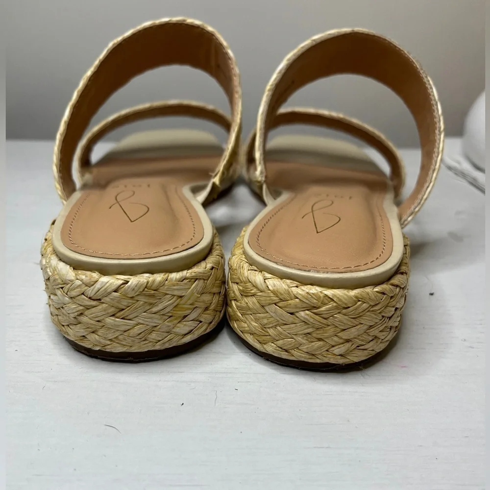 Joie Niki Braided Straw Square Toe Block Heel Sandal Sz 8.5